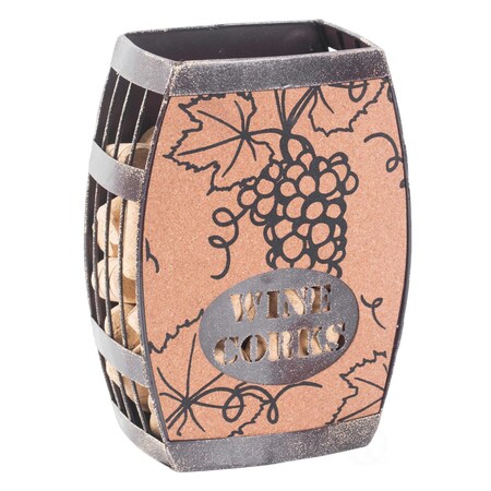 Vintiquewise Vintage Decorative Metal Barrel Shaped Tabletop Countertop Wine Cork Holder QI003566
